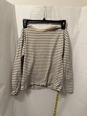 H&M Kids Youth Size 8/10 Black White Striped Long Sleeve Shirt